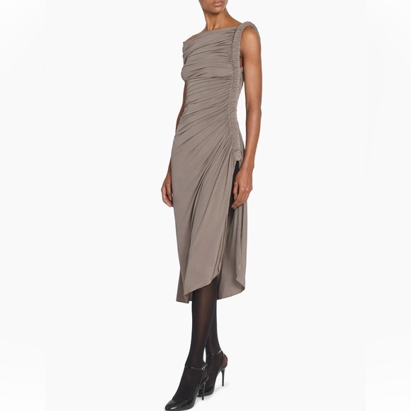 Alaïa Black Pipe Asymmetric One Shoulder Jersey Maxi Dress Evening NWT - Picture 4 of 14